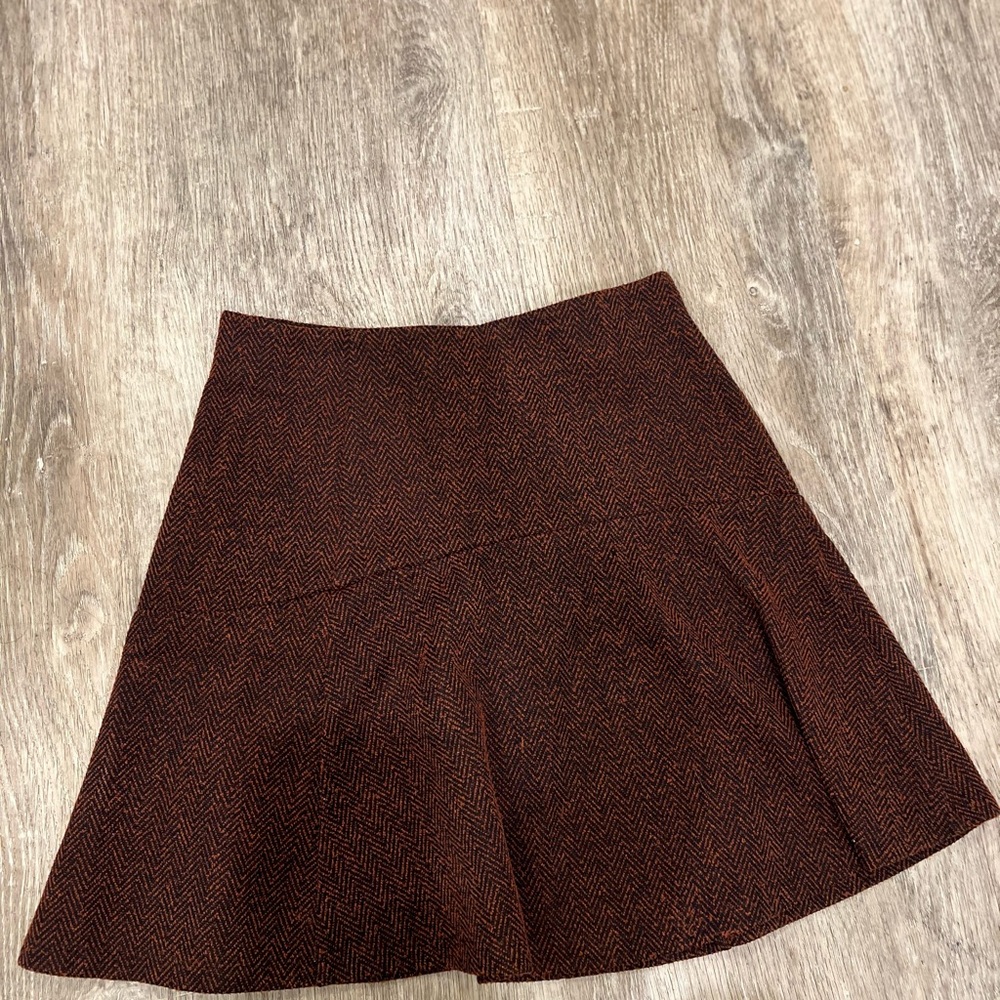 Elegant Brown Herringbone Skirt